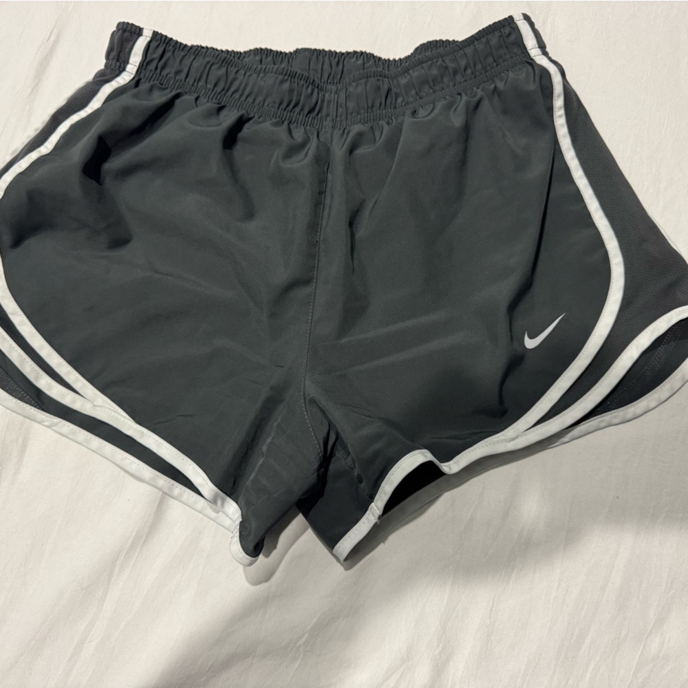 Nike Dri-FIT Running Shorts Gray White Trim Athletic Workout Women’s Size M